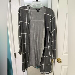 Gray Windowpane Cardigan